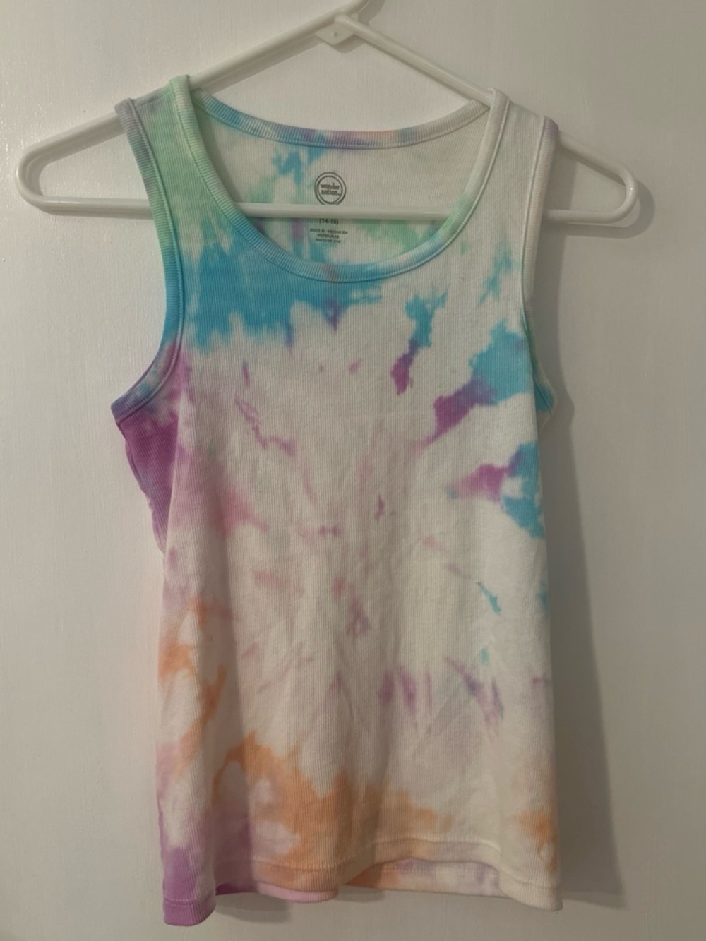 wonder nation Pastel Tie-Dye Ribbed Tank — Blue, Green, Lavender, Peach